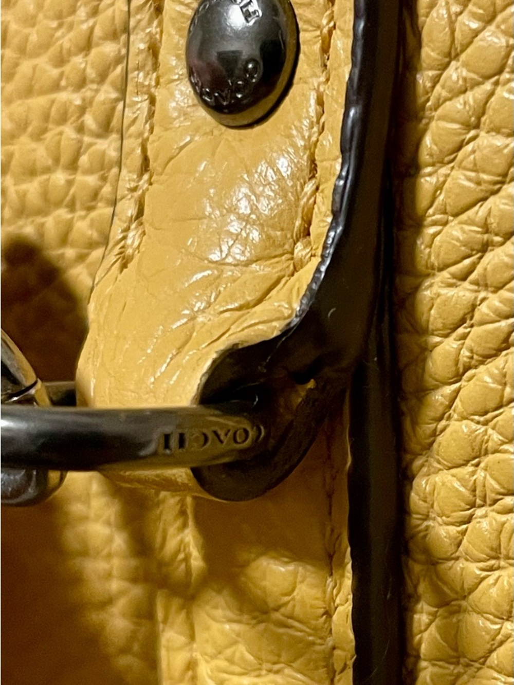 Coach Genuine Leather pebble large two toned yellow white May Tote Bag - Picture 5 of 16